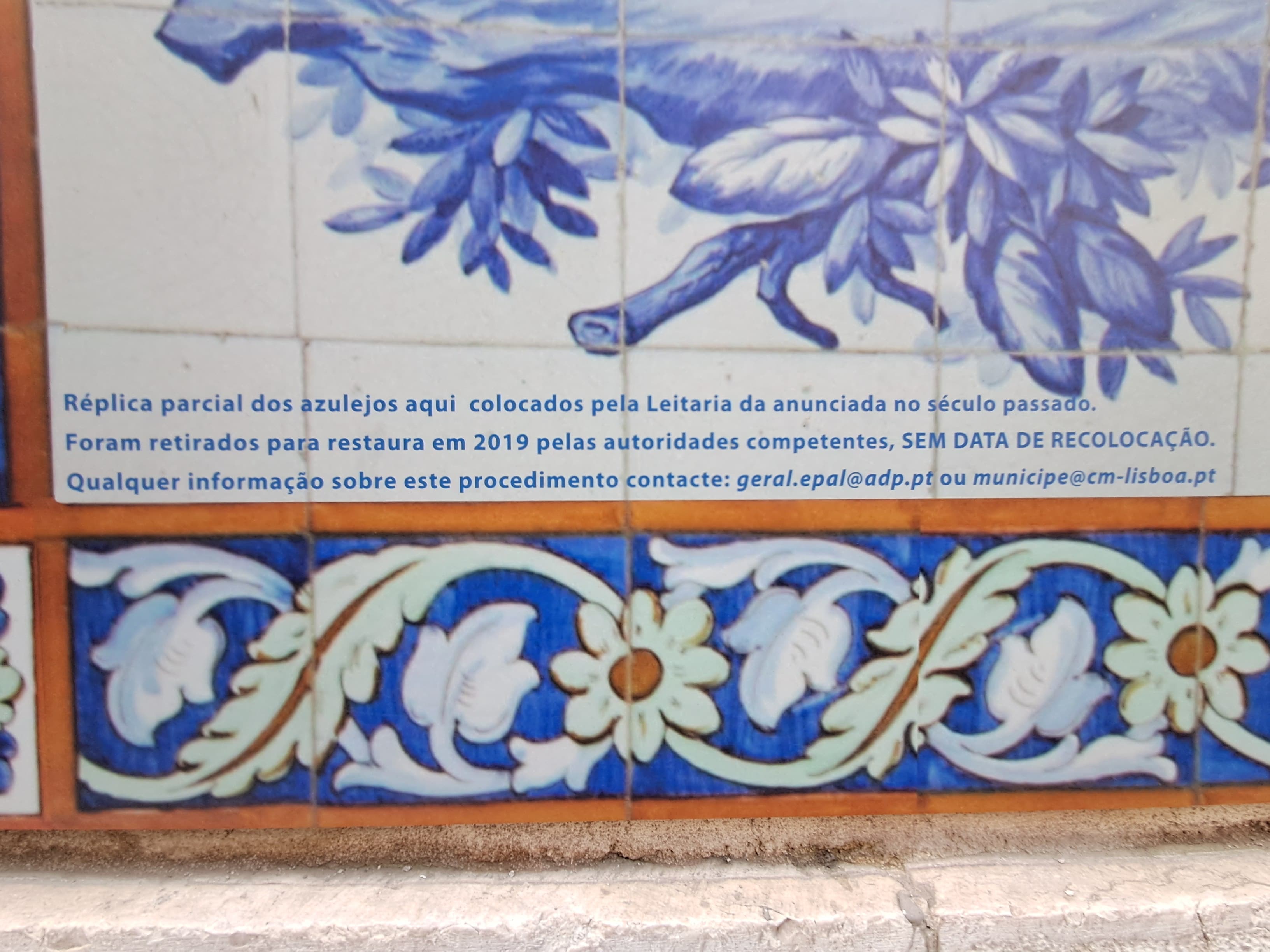 Leitaria da Anunciada — Situação dos Painéis de Azulejos da Fachada