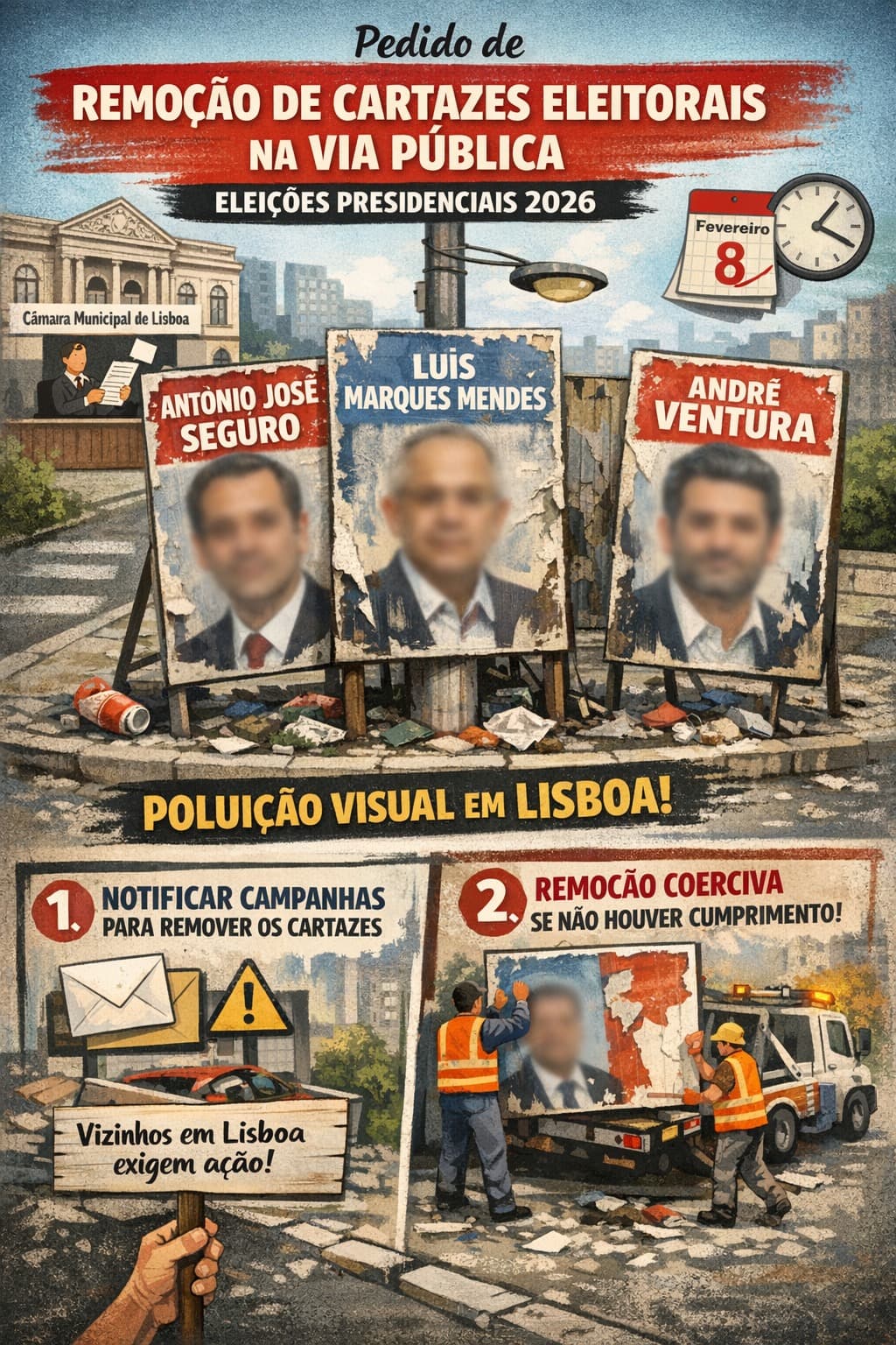 Pedido de remoção de cartazes eleitorais na via pública: Eleições Presidenciais 2026