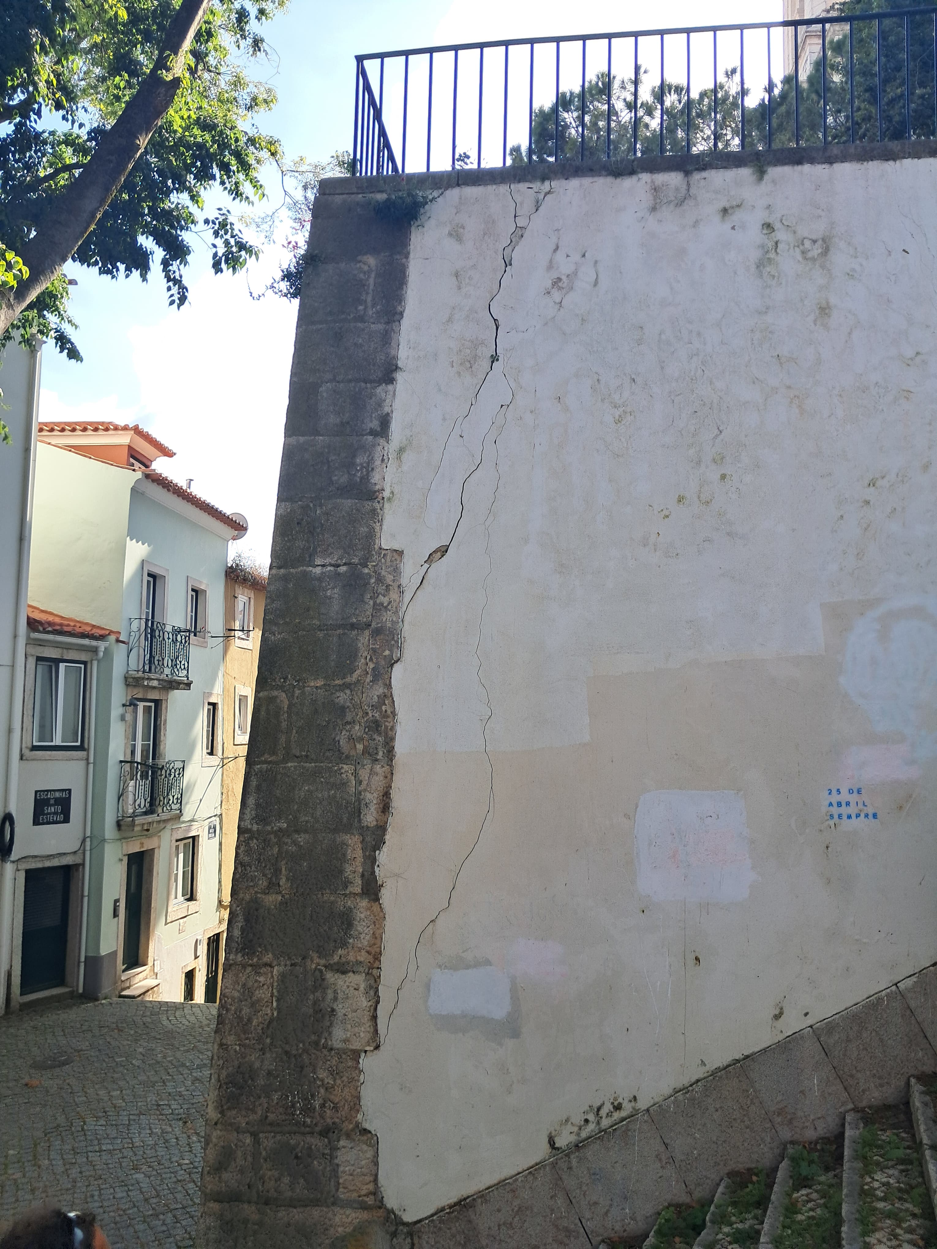 Alerta para patologias estruturais e patrimoniais de gravidade no Largo de Santo Estêvão / Beco do Carneiro — Solicitação de inspeção técnica urgente e medidas preventivas imediatas